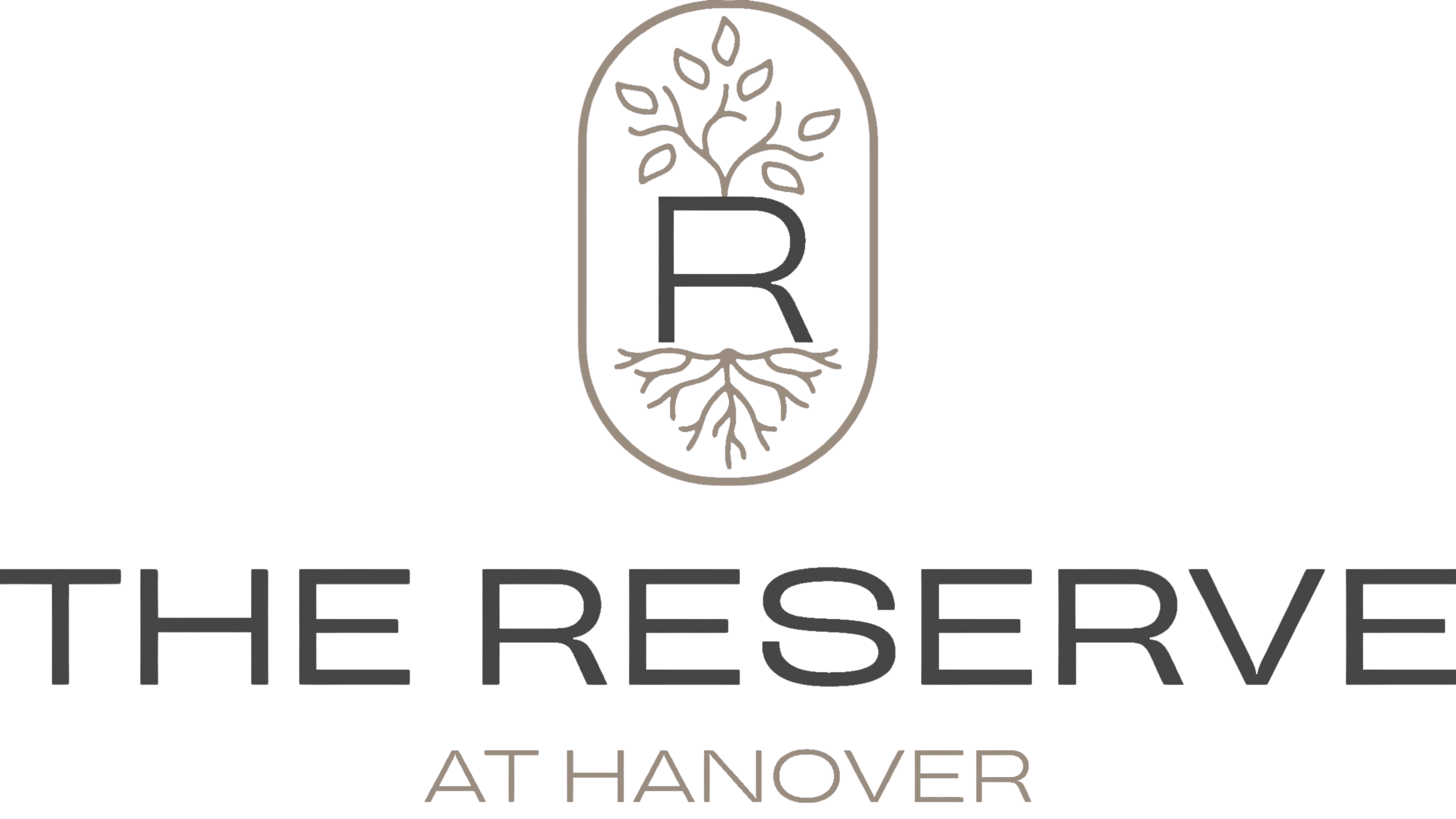 A logo with a tree and roots in a shield shape with the words "The Reserve at Hanover" below it.